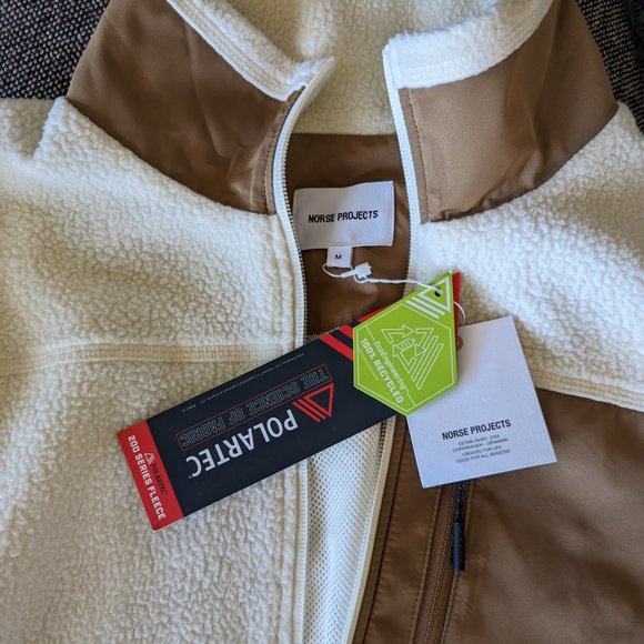 Norse Projects - FREDERIK FLEECE FULL ZIP JACKET Size-M in White - Picture 2 of 5